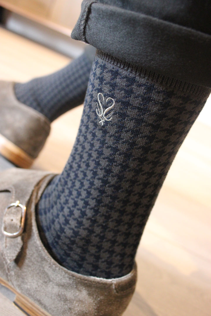 bamboo socks | houndstooth socks | ash grey socks | midnight blue socks 