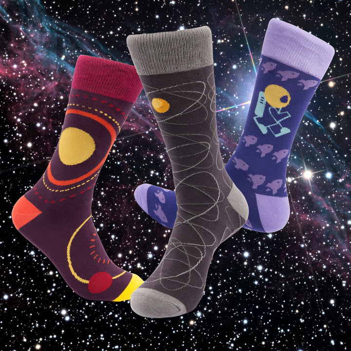 fun men’s socks | cotton astronaut socks | space gift socks
