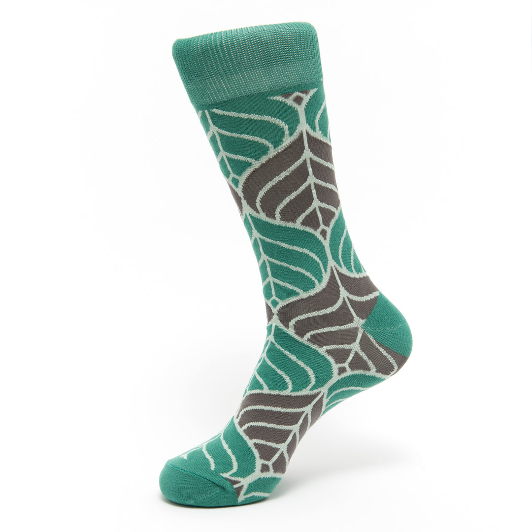  leaf collection | abstract designs | men's statement socks | size 7-11 | vibrant green