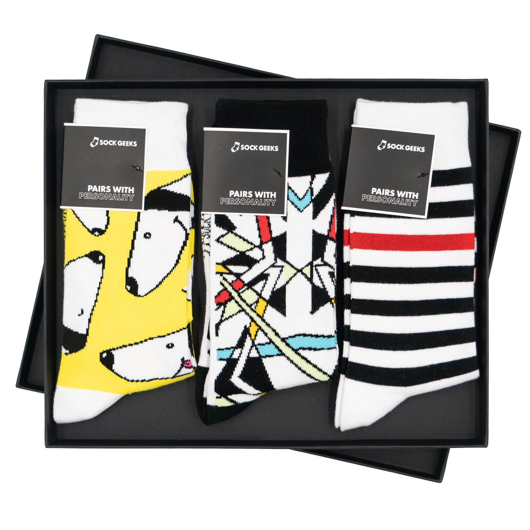 Cotton socks | 3 Pairs Luxury Sock Gift Box | Sock Geeks