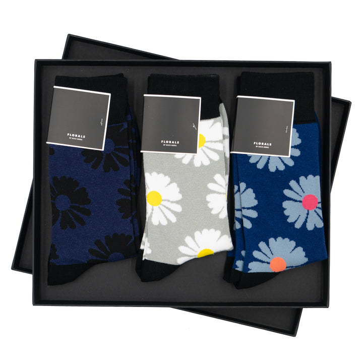 Mens Socks Gift Set | 3 pair Luxury Florals Sock Gift Box | Sock Geeks