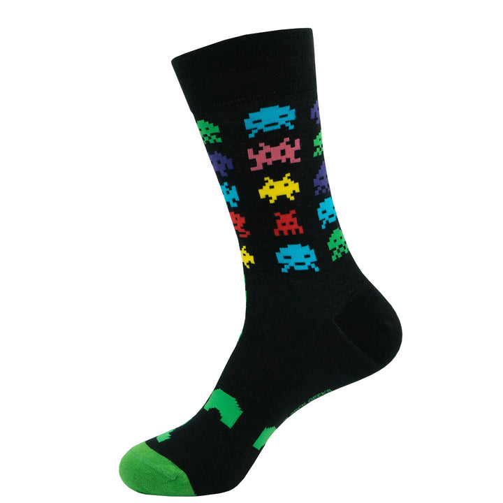 Retro socks | Vintage patterns | Nostalgic fashion | Arcade-inspired | Classic gaming style 