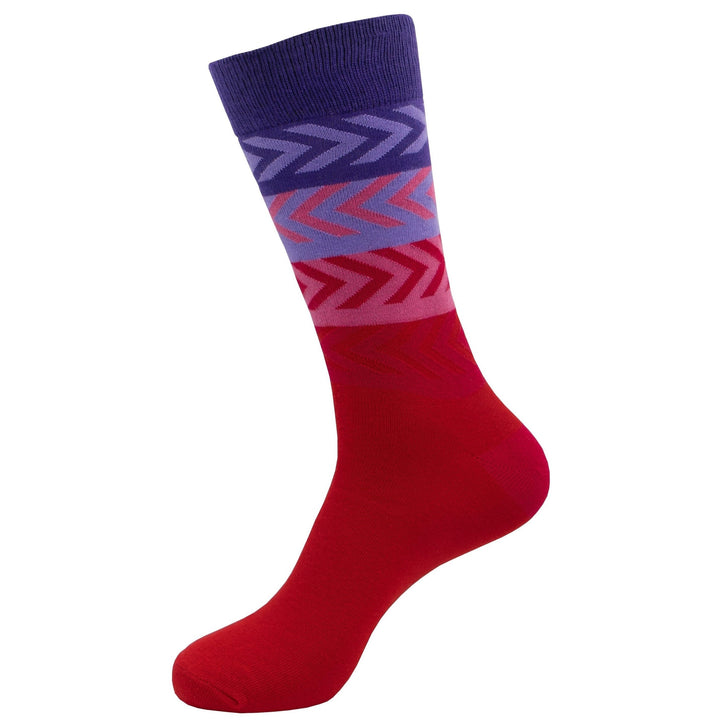 Ombre Collection | Red Palette | Stylish Men's Socks | Chevron Pattern Celebration | Vibrant Footwear | Sock Geeks