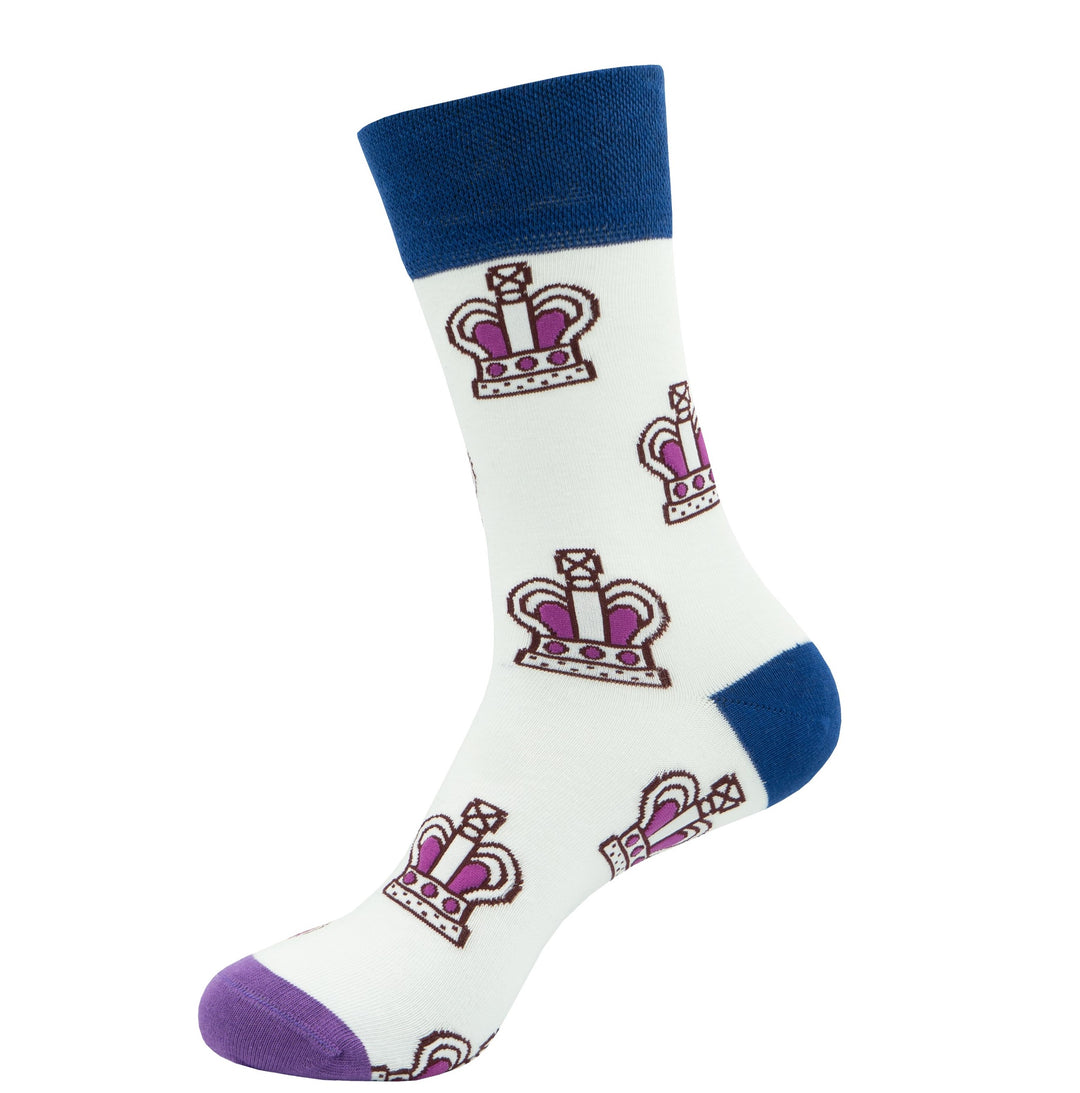 King Charles Coronation Socks - White Crown