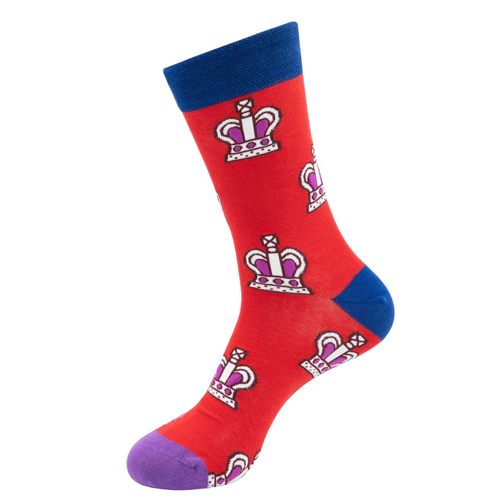 King Charles Coronation Socks - Red Crown